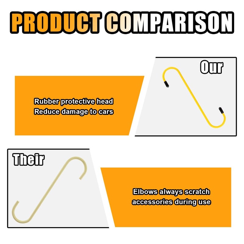 GLSOWEE Car Brake Caliper Hooks, Auto Brake Caliper Hangers with Rubber Tips, Universal Durable & Rust-Proof Automotive Tools for Braking, Axle, Bearing, Suspension Work (Yellow, 2 pcs) - Image 3